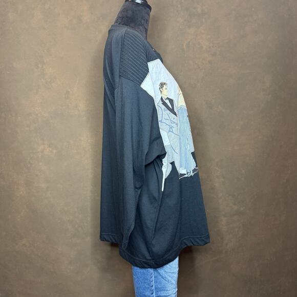 Vintage 80s Together! Art Deco Graphic Top Piano Scene Plus Size 1X - Picture 9 of 13